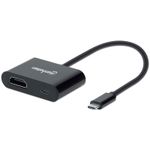 Manhattan 153416 adattatore grafico USB Nero (USB-C TO USB-C/HDMI CABLE- - 19.CM MALE/FEMALE INC/PD BLACK)