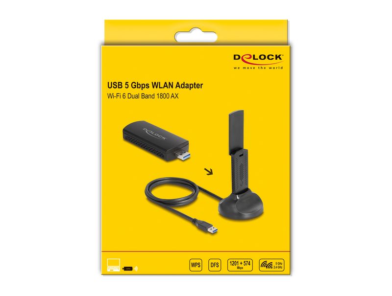 Delock-Adattatore-USB-WLAN-Wi-Fi-6-dual-band-AX1800--1201--574-Mbps-