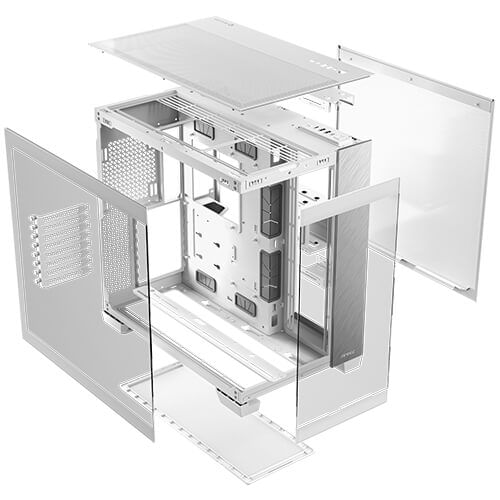 Antec-C8-Aluminium-Gaming-Case-w--Glass-Side---Front-E-ATX-Dual-Chamber-Mesh-Panels-USB-C-White