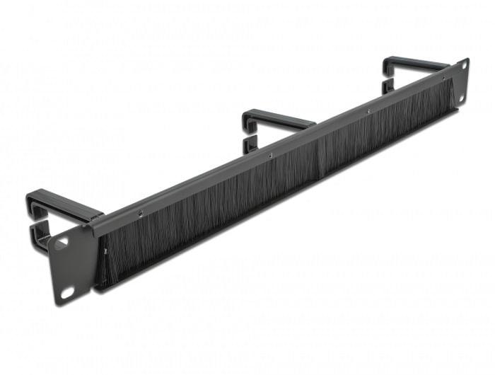 DeLOCK-Cable-Management-Brush-Strip-with-3-hooks---Kabelfuhrungspanel-mit-Burste---Schwarz---1U---483-cm--19----66488-