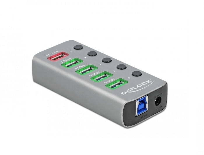 Delock-Hub-USB-3.2-Gen-1-con-4-porte-1-porta-di-ricarica-rapida-1-porta-USB-C-PD-3.0-con-interruttore-e-illuminazione