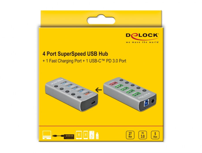 Delock-Hub-USB-3.2-Gen-1-con-4-porte-1-porta-di-ricarica-rapida-1-porta-USB-C-PD-3.0-con-interruttore-e-illuminazione