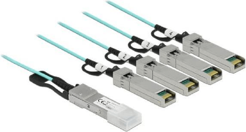 Delock-Cavo-ottico-attivo-QSFP-a-4-x-SFP-3-m