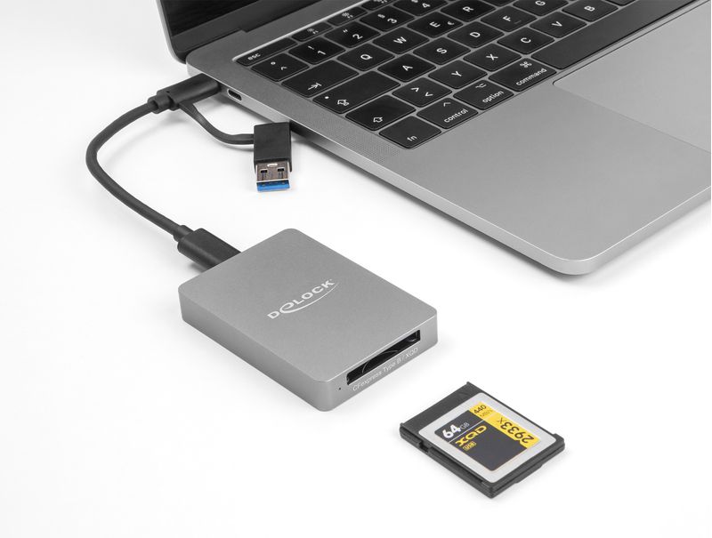 Delock-Lettore-di-schede-USB-Type-C-in-un-alloggiamento-in-alluminio-per-schede-di-memoria-CFexpress-o-XQD