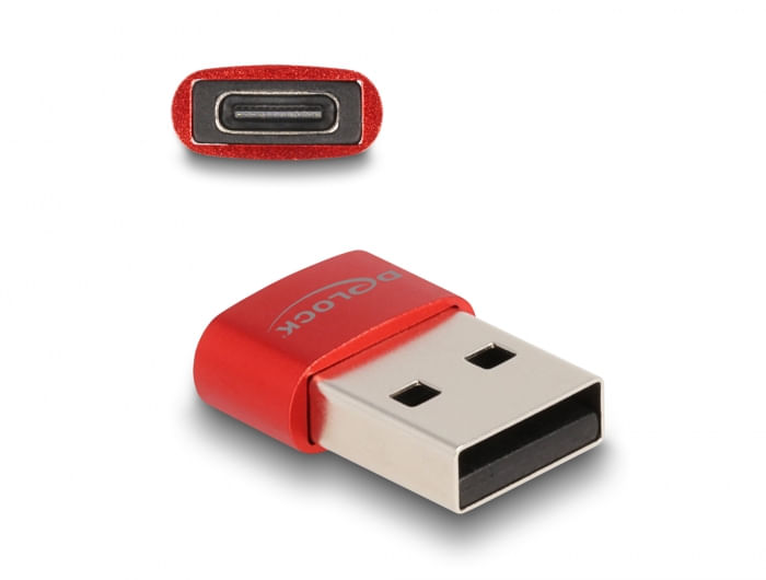 Delock-Adattatore-USB-2.0-USB-Tipo-A-maschio-a-USB-Tipo-C-femmina-rosso