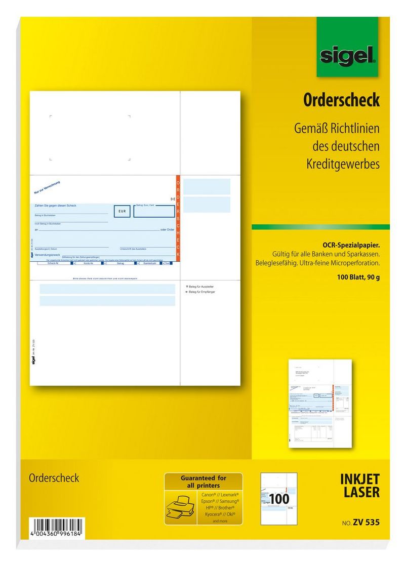 Moduli-bancari-SIGEL-Assegno-d-ordine-SEPA-ZV535-DIN-A4-100-pagine