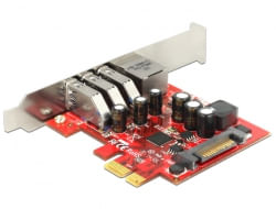 Scheda-PCI-Express-DeLock--3-x-USB-3.0-esterni-1-x-adattatore-LAN-esterno-Netvrk---USB-PCI-Express-x1