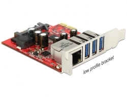 Scheda-PCI-Express-DeLock--3-x-USB-3.0-esterni-1-x-adattatore-LAN-esterno-Netvrk---USB-PCI-Express-x1