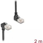 DeLOCK Cavo di rete RJ45 Cat.6A S/FTP Slim da 90° angolato verso l'alto / verso il basso 2 m nero