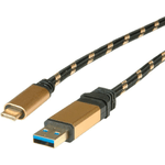 ROLINE USB 0.5m cavo USB 05 m USB 3.2 Gen 2 3.1 Gen 2 USB A USB C Nero Oro (ROLINE GOLD USB3.2 Gen1 Cable A - C M/M 0.5