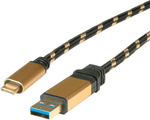 ROLINE-USB-0.5m-cavo-USB-05-m-USB-3.2-Gen-2-3.1-Gen-2-USB-A-USB-C-Nero-Oro--ROLINE-GOLD-USB3.2-Gen1-Cable-A---C-M-M-0.5-