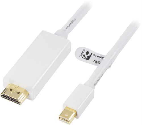 Deltaco-DP-HDMI202-cavo-adattatore-video-2-m-Mini-DisplayPort-HDMI-Tipo-A--standard--Bianco--DP-HDMI202-