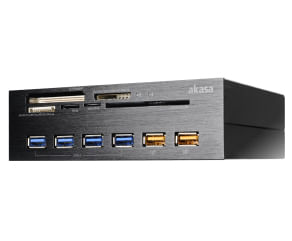 Akasa-AK-HC-07BK-lettore-di-schede-USB-2.0-eSATA-Interno-Nero--Akasa-InterConnect-EX-5.25-Internal-5-Slot-USB-3.0-and-Me