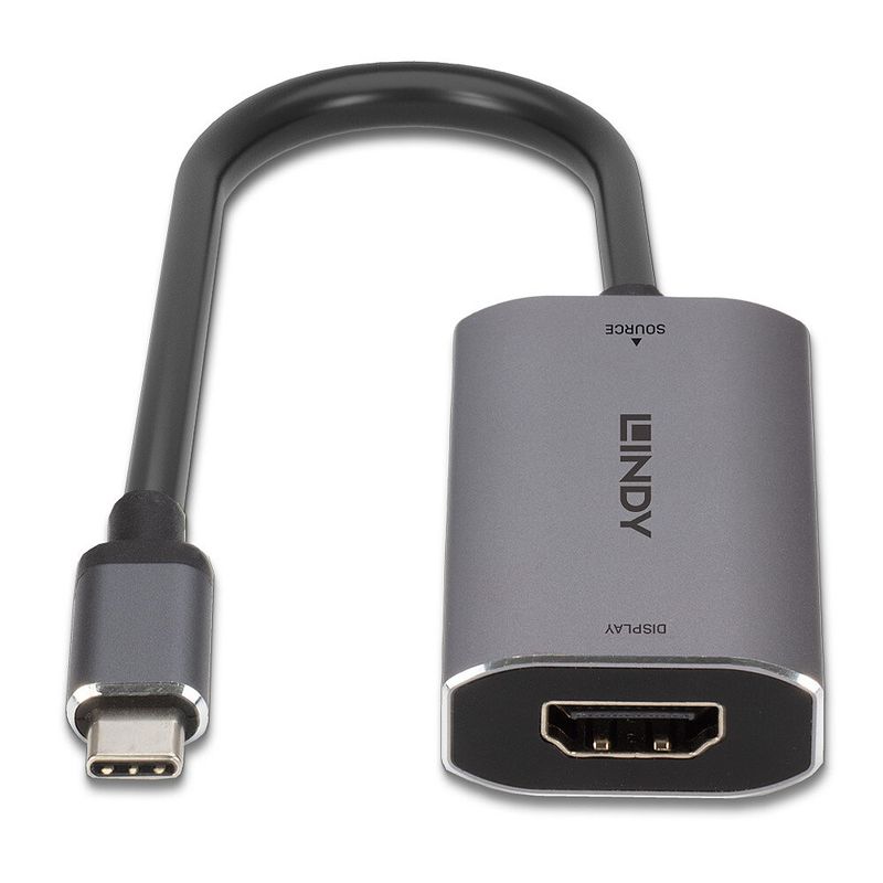 Lindy-43327-cavo-e-adattatore-video-011-m-USB-tipo-C-HDMI-Nero-Grigio--Usb-Type-C-To-Hdmi-8K---Converter---Warranty-24M-