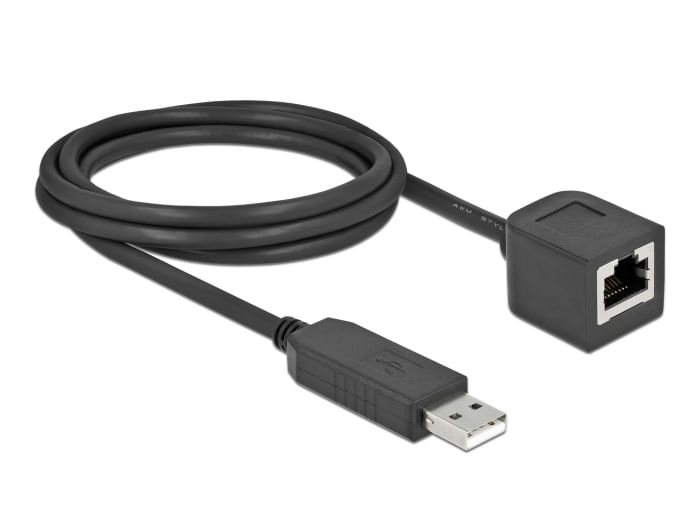 Delock---Adattatore-seriale---Da-USB--M--a-RJ-45--W----20-m---USB---USB2.0---EIA-232---Nero--64165-