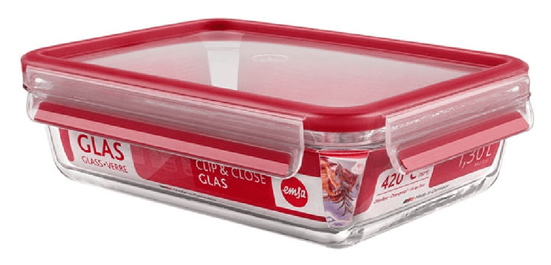 EMSA-CLIP---CLOSE-Glas-Rettangolare-Scatola-13-L-Rosso-Trasparente-1-pz