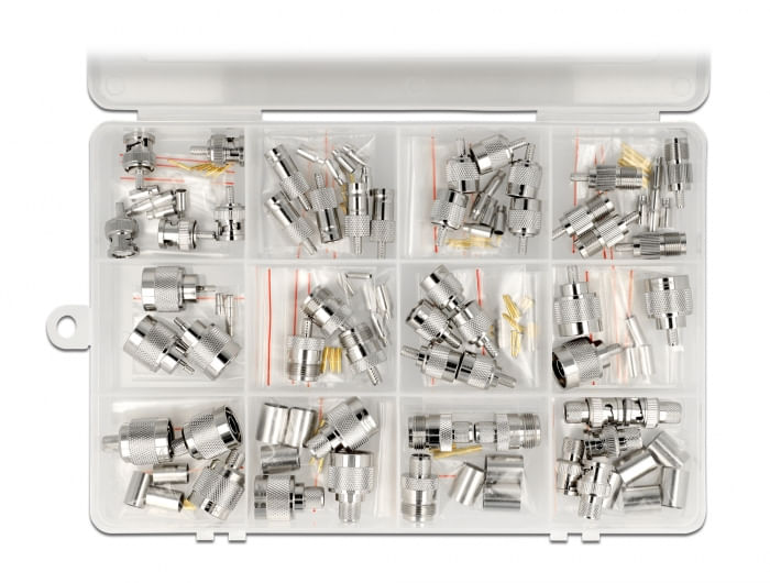 Delock-scatola-a-crimpare-48-pezzi-50-Ohm-con-connettori-BNC-TNC-e-N