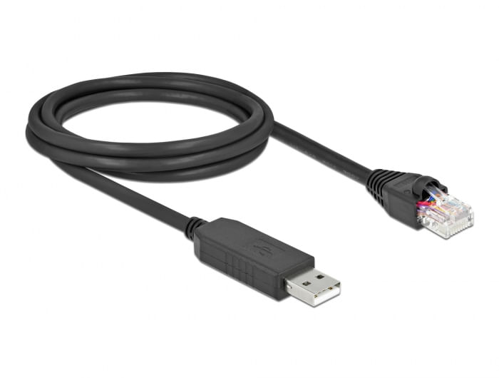 Delock---Adattatore-seriale---Da-USB--M--a-RJ-45--M----20-m---USB---USB2.0---EIA-232---nero--64161-