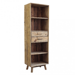 Libreria con 2 cassetti e 4 ripiani in Pino riciclato cm 60x40x190 - PINE