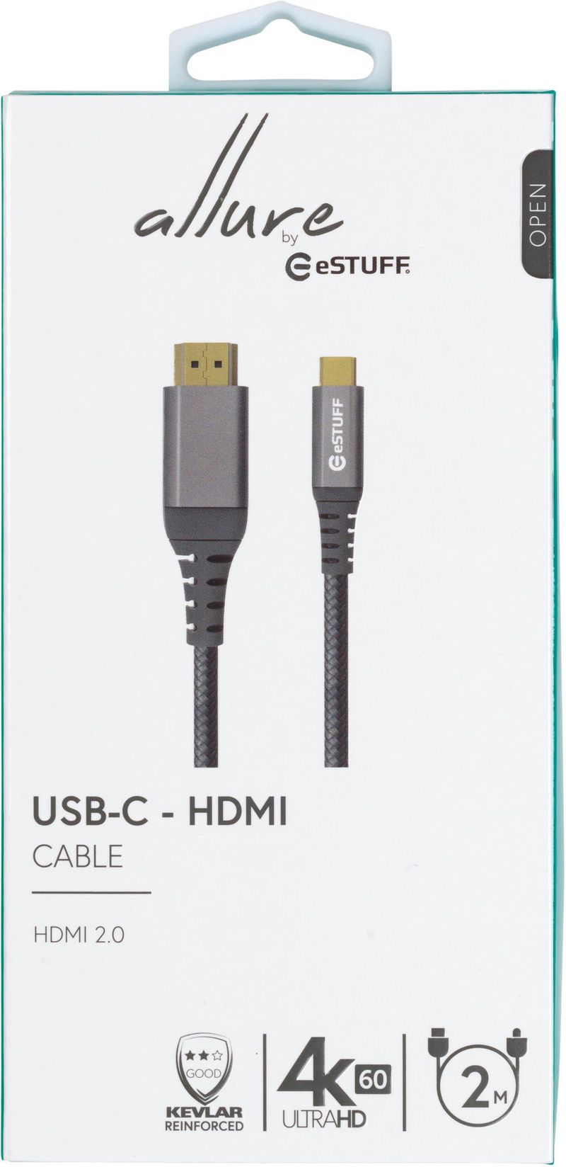 eSTUFF-ES607102-adattatore-per-inversione-del-genere-dei-cavi-HDMI-USB-C-Grigio--USB-C---HDMI-Cable-2m---USB-C-Male---HD