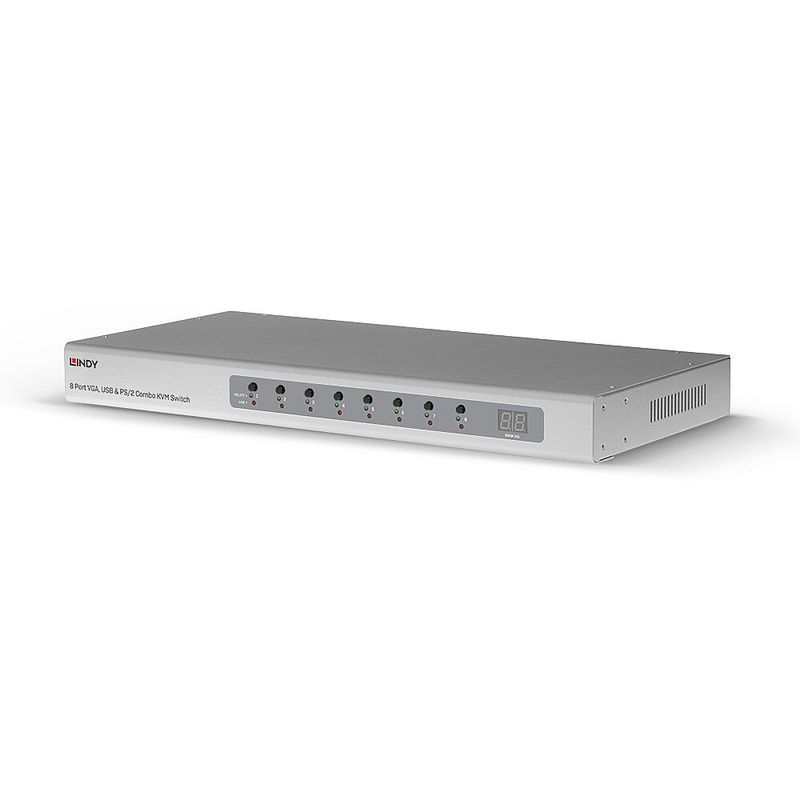 Lindy-39526-switch-per-keyboard-video-mouse-kvm-Montaggio-rack-Argento--8-Port-Vga-Usb---Ps-2-Combo---Kvm-Switch---Warra