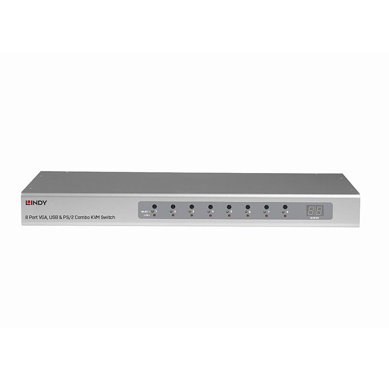 Lindy-39526-switch-per-keyboard-video-mouse-kvm-Montaggio-rack-Argento--8-Port-Vga-Usb---Ps-2-Combo---Kvm-Switch---Warra