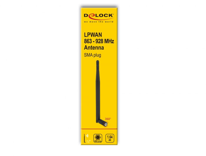 Delock-Antenna-LPWAN-863-MHz---928-MHz-SMA-plug-164-dBi-omnidirezionale-con-giunto-inclinabile-nero