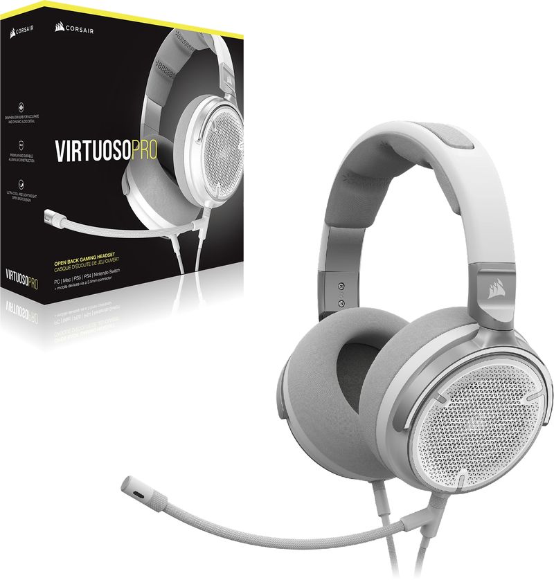 Corsair-Virtuoso-Pro-White-cuffie-per-streaming-giochi-con-design-sul-retro-aperto