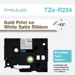 Brother TZE-R234 nastro per etichettatrice Oro su bianco