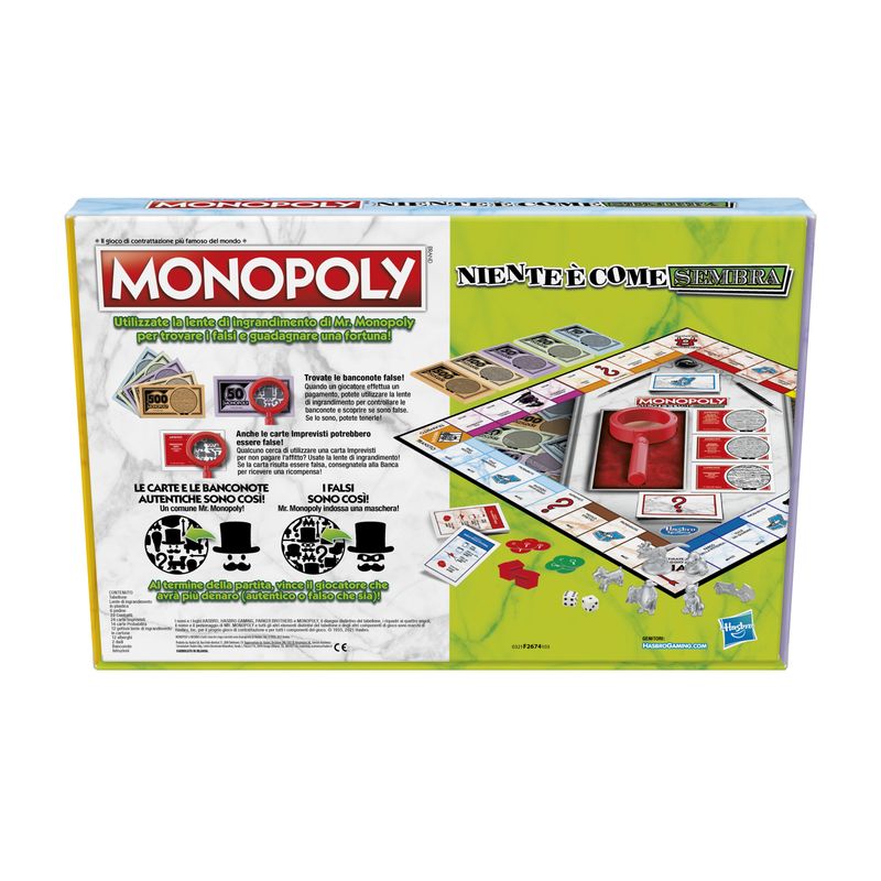 Hasbro-Monopoly---Niente-e-Come-Sembra-Gioco-da-Tavolo-per-Famiglie-e-Bambini-dagli-8-Anni-in-su-Contiene-la-Lente-di-Ingrandimento-di-Mr.-Monopoly