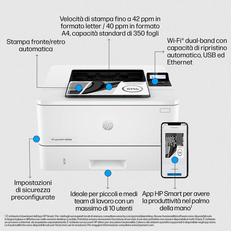 HP-Laserjet-Pro-4002dw-2Z606F-Stampante-a-Singola-Funzione-A4-Stampa-Fronte-e-Retro-Automatico-in-b-n-42-ppm-USB-USB-Host-WiFi-Gigabit-Ethernet-HP-Smart-Compatibile-con-HP-Instant-Ink-Bianca