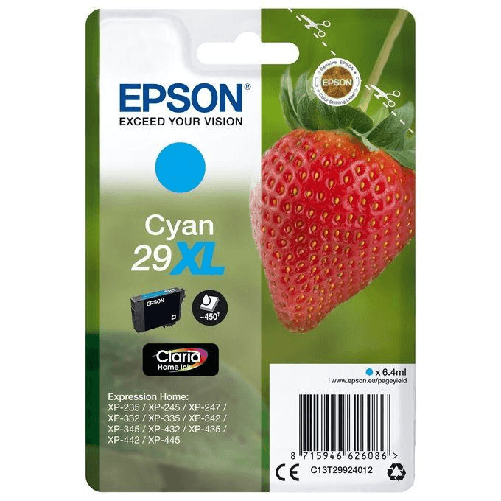 Epson-Strawberry-Cartuccia-Fragole-Ciano-Inchiostri-Claria-Home-29XL