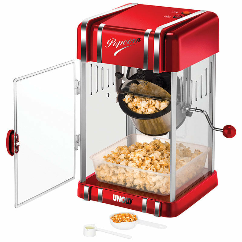 Unold-Retro-macchina-per-popcorn-Rosso-Argento-300-W