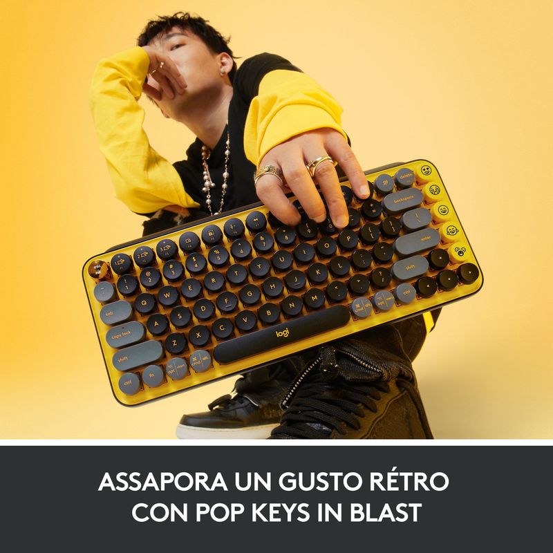 Logitech-POP-Keys-Tastiera-Meccanica-Wireless-con-Tasti-Emoji-Personalizzabili-Design-Compatto-Durevole-Connettivita--Bluetooth-o-USB-Compatibilita--Multidispositivo-e-OS---Blast