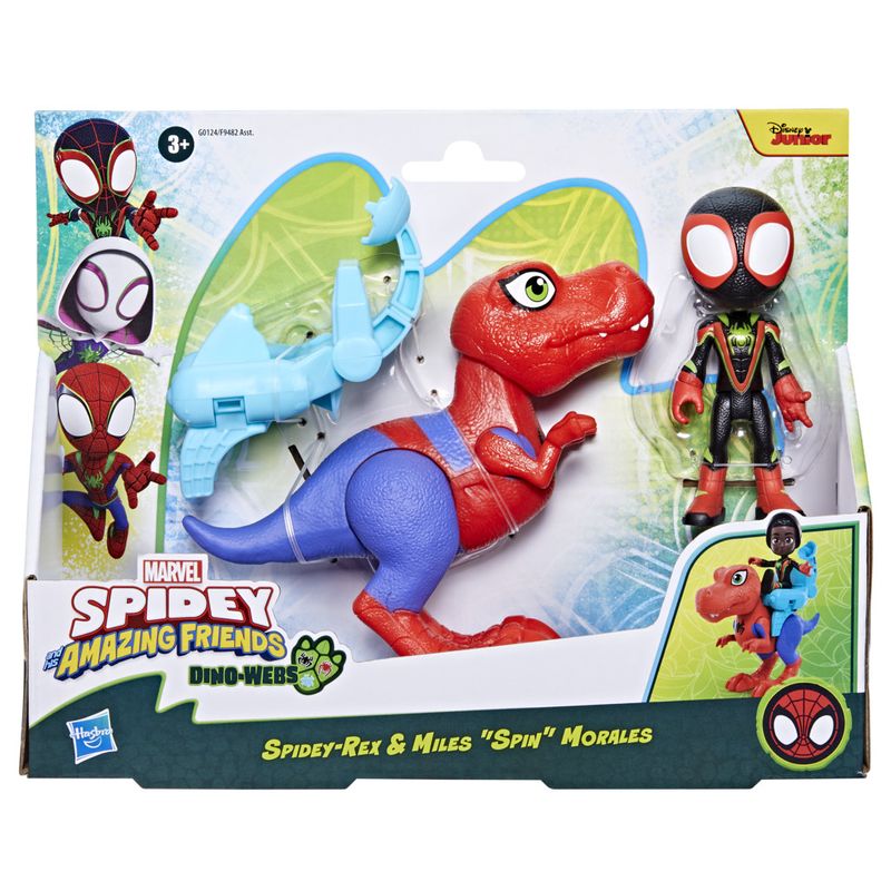 Marvel-Spidey-e-I-Suoi-Fantastici-amici-Dino-Webs-Personaggio-e-Accessori-Spidey-Rex-e-Miles-Spin-Morales