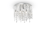 Ideal Lux Plafoniera Classica Royal Metallo-Cristallo Cromo 8 Luci G9 3W 3000K Luce Calda