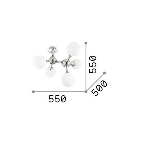 Plafoniera-Contemporanea-Nodi-Metallo-Bianco-5-Luci-E14