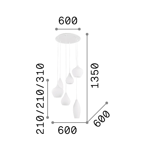 Sospensione-Moderna-Soft-Metallo-FumA--6-Luci-E14