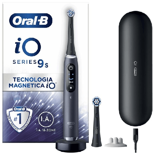 Oral-B-iO-Spazzolino-Elettrico-Ricaricabile-9S-Nero-2-Testine-1-Custodia-Da-Viaggio-Ricaricabile