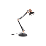 Ideal Lux Lampada Da Scrivania-Ufficio Moderna Wally Metallo Nero E Rame 1 Luce E27