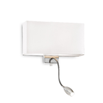 Ideal Lux Applique Moderna Hotel Metallo Bianco E Cromo 2 Luci E27+Led 1,5W