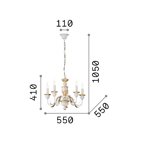 Lampadario-Classico-Firenze-Materie-Plastiche-Bianco-5-Luci-E14