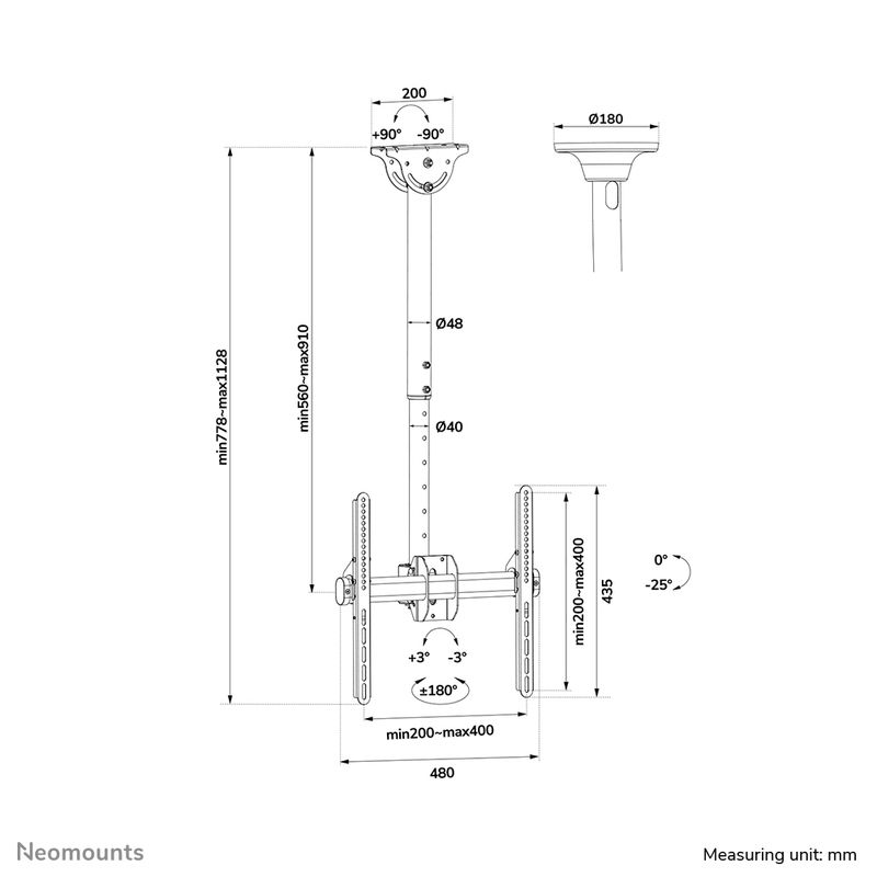 Neomounts-Supporto-da-soffitto-per-schermi-LCD-LED-Plasma