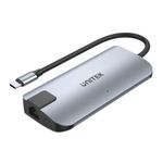 UNITEK uHUB P5 - USB 2.0 Type-C - 100 W - 10.100.1000 Mbit/s - Nero - Grigio - HDMI - RJ-45 - USB 2.0 - USB 3.2 Gen 2 (3