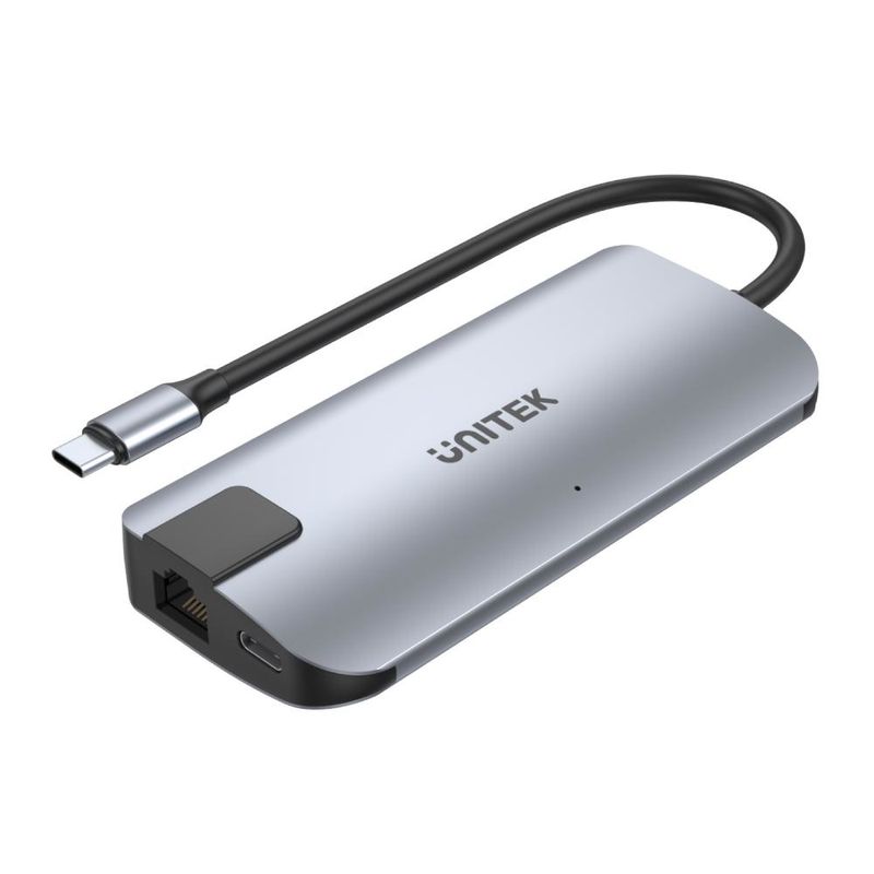 UNITEK-uHUB-P5---USB-2.0-Type-C---100-W---10.100.1000-Mbit-s---Nero---Grigio---HDMI---RJ-45---USB-2.0---USB-3.2-Gen-2--3