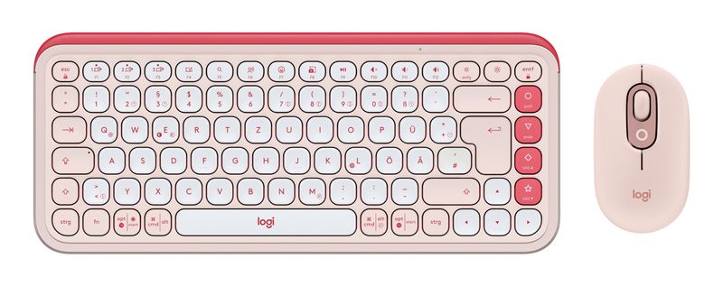 Logitech-POP-Icon-Combo-tastiera-Mouse-incluso-Universale-Bluetooth-QWERTZ-Tedesco-Rosa-Bianco