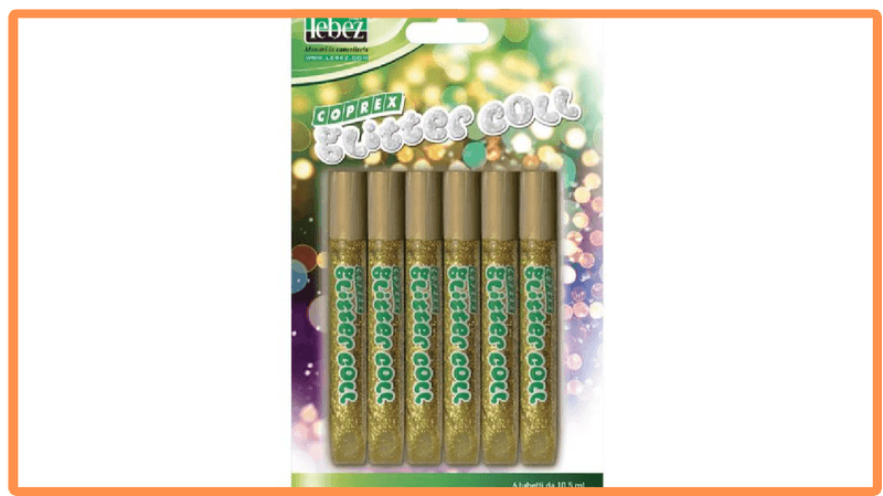 Set-6-Pezzi-colla-glitterata-oro-dorata-per-natale-scuola-glitter-con-brillantini--da-105-ml-decorare-disegnare-creazioni-bambini-creare