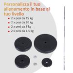 HOMCOM-Set-Bilanciere-e-Dischi-70kg-8-Dischi-Pesi-Rivestiti-in-PVC-e-Barra-in-Ferro-170x40.5x40.5cm-Nero