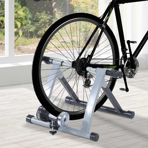 HOMCOM-RullI-per-Bici-da-Corsa-e-Allenamento-a-Casa-Rullo-per-Bici-Pieghevole-in-Acciaio-per-Ruote-da-26---28---54.5x47.2x39.1cm-Argento
