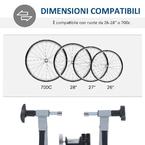 HOMCOM-RullI-per-Bici-da-Corsa-e-Allenamento-a-Casa-Rullo-per-Bici-Pieghevole-in-Acciaio-per-Ruote-da-26---28---54.5x47.2x39.1cm-Argento
